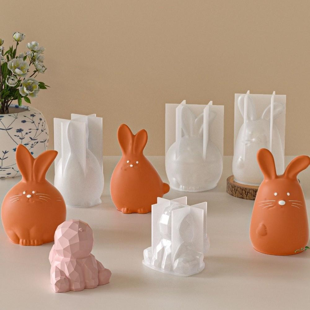 Cute Easter Bunny Silicone Mold Non-Stick Rabbit Candle Mold 3D Rabbit Mold Home Room Decorations