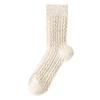 Wool Socks Children'S Season Mid-Tube Socks Versatile Solid Color Retro Twist Pattern Fleece Thickened Warm Pile Socks Women