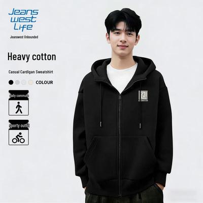 Jeanswest Men's 2026 Spring Autumn Casual Hooded Zipper Sweatshirt