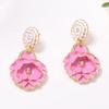 Fresh Sweet Fashionable Drop Oil Flower Earrings for Women Ladies Exaggerated Large Petal Stud Earring Party Jewelry Accessories