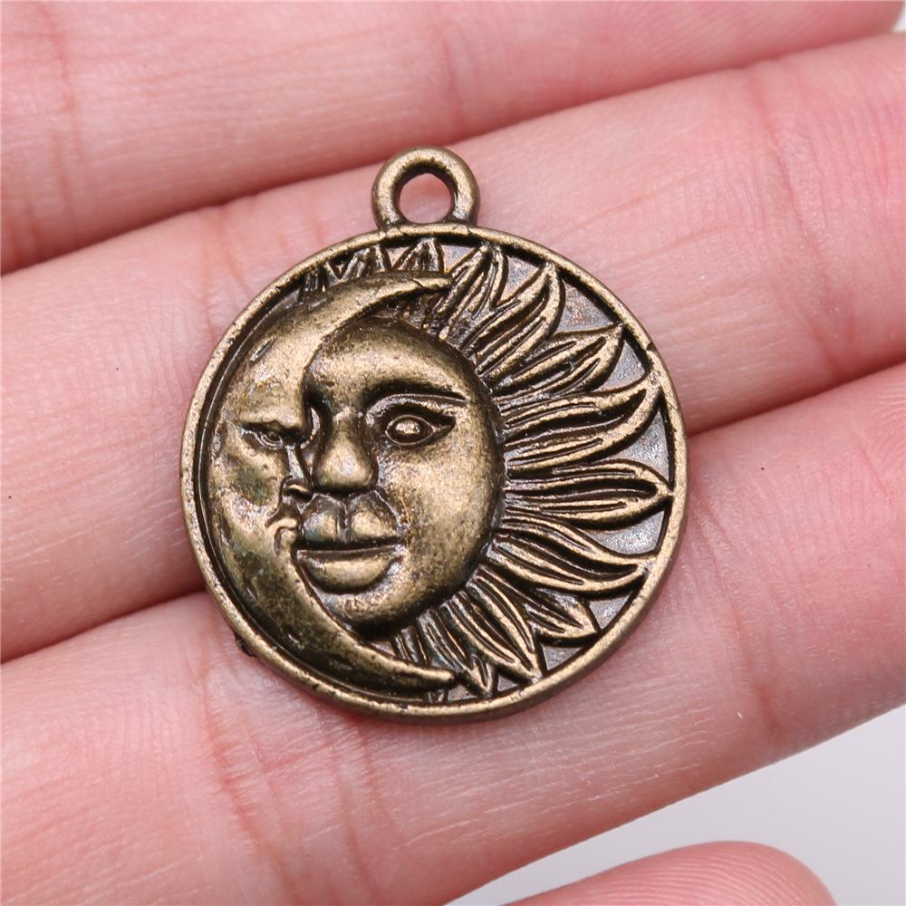 20pcs Charms Zodiac Sun Moon Tibetan Bronze Silver Color Pendants Antique Jewelry Making DIY Handmade Craft