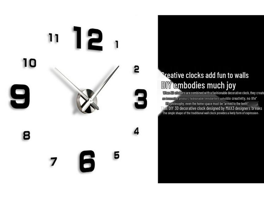 Nordic Minimalist Living Room 3D DIY Wall Clock - Large European & American Style