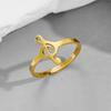 Korean Style Stainless Steel Music Note Adjustable Ring for Women - Colorfast and Stylish Design