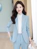 Women's Single-Breasted Navy Blue Long Sleeve Suit Jacket - Professional Spring/Autumn Formal Wear for Managers