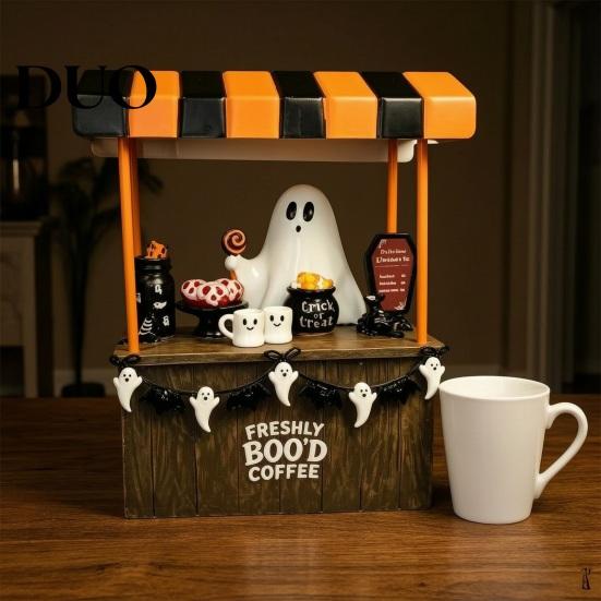 Seasonal Party Decor Halloween Ghost Resin Figurine, Spooky Cart Statue for Indoor Home Garden Decor, Table Centerpiece Festive Decoration Durable