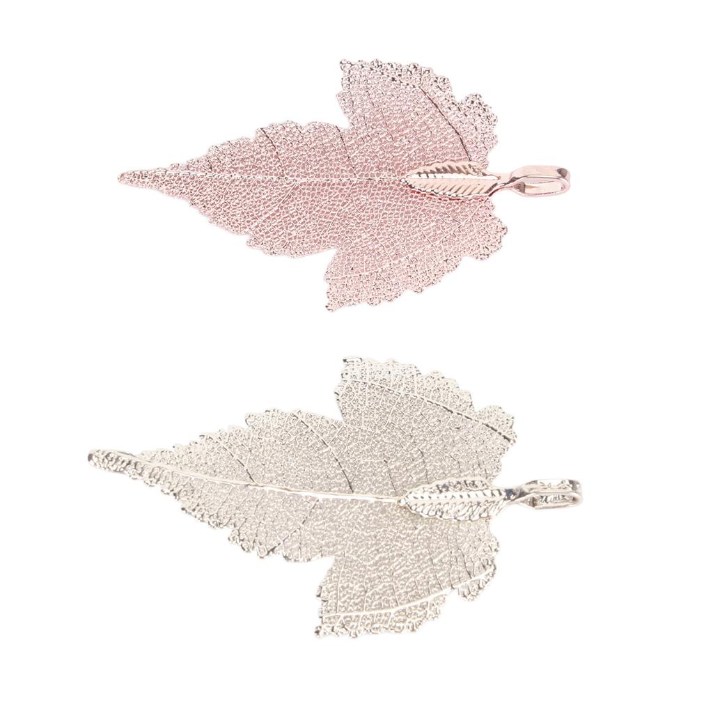 2PCS Leaf Pendants Handcrafted DIY Zinc Alloy Leaves Pendants for Necklace Jewelry Making