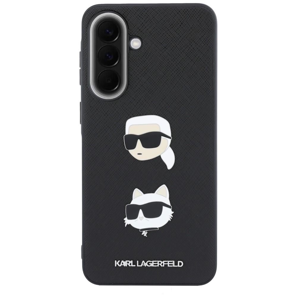 Karl Lagerfeld Case with Karl&Choupette Heads Pins&Logo for Samsung Galaxy A37 5G Black