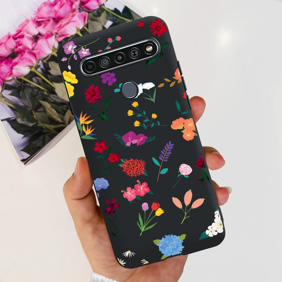For LG K41S K 41S Case 2020 Black Silicone Cute Fashion Flower Shockproof Bumper For LGK41S LM-K410 Phone Back Cover 6.55" Funda