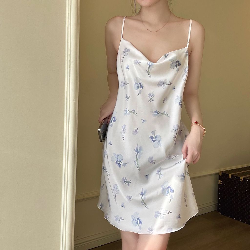 Ice Silk Sleep Dress For Women With V Neck Sleeveless Summer Nightwear For Home Relaxation