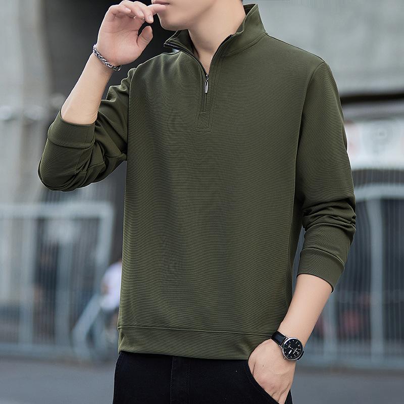 Men s Stand Collar Long Sleeve Hoodie - Spring/Autumn Trendy Business Casual Pullover L