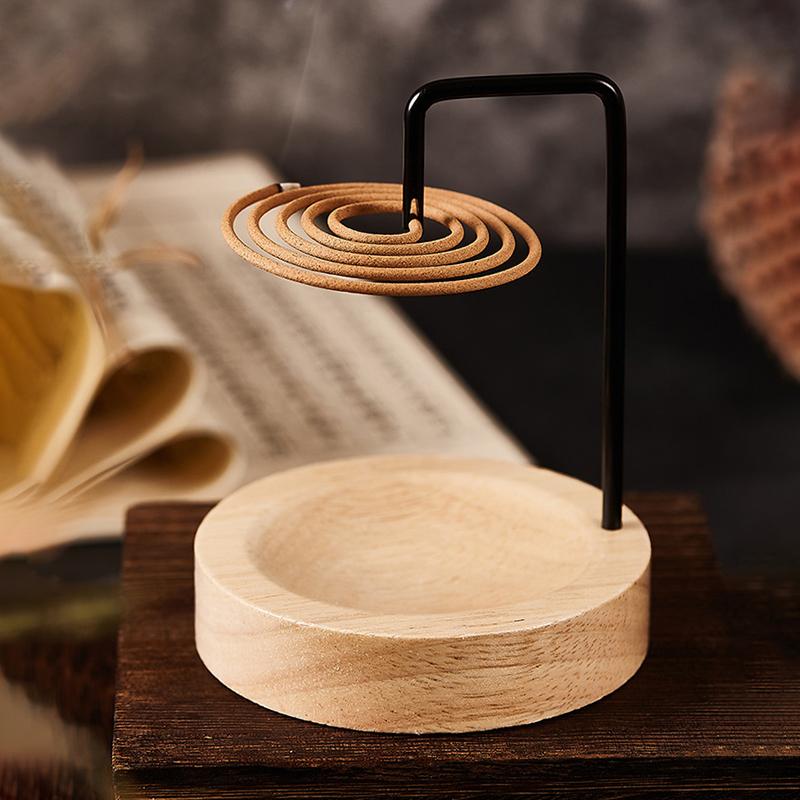 Creative Metal Incense Holder Incense Coil Holder Wooden Incense Burner with Catcher Ornament Home Yoga Home Decoration
