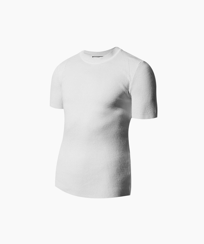 LEVELD Muscle Fit Ribbed Knit Ivory