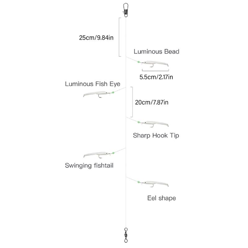 Luminous Fishing Rigs Fishing Baits Rigs, Fish Skin Sea Rigs, Glow Fishing Beads for Freshwater and Saltwater
