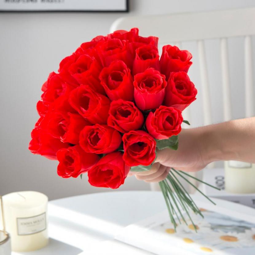10/30Pcs Red Silk Roses Bouquet Vases Home Decortiong Garden Wedding Decorative Wreaths Fake Plant Wholesale Artificial Flowers