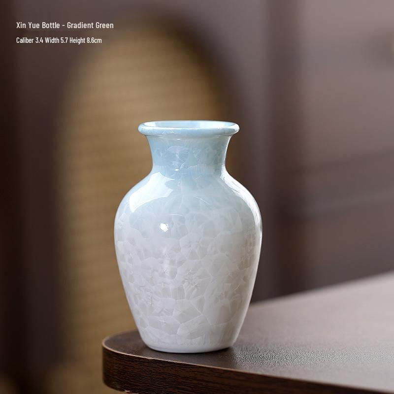 Crystalline Glaze Mini Ceramic Vase - Creative Home Desktop Ornament for Flowers