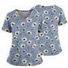 Women's Casual Printed V-Neck Pocket Side Slit Short Sleeved Top Short Sleeved Top