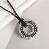 Vintage Rune Stainless Steel Pendant Adjustable Braided Leather Cord Necklace for Men Women Charm Amulet Jewelry Gift
