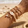 Open Bangle Shell Bracelet Set Gold Color Bohemian Bracelet Set  Women Jewelry