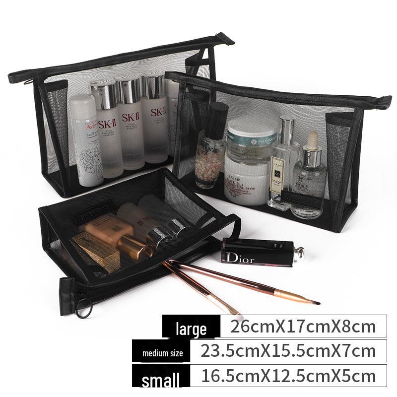 Korean Mini Mesh Travel Cosmetic Bag Set - Cute, Portable, Simple Storage Solution