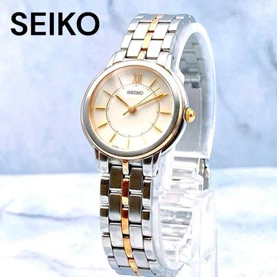 Used Working Item SEIKO Seiko Ladies Watch Combination Color Roman Index Stainless Silver Gold White Vintage