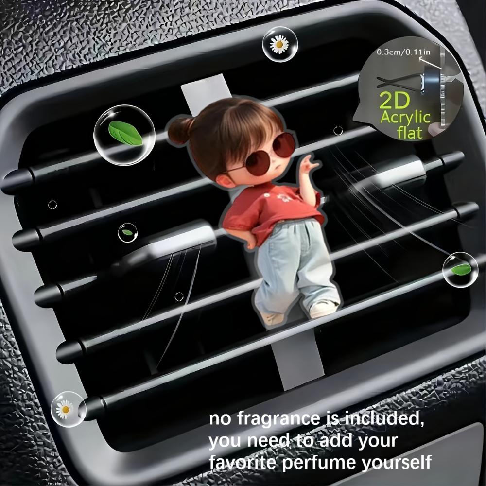 2D Flat Dancing Girl Car Vent Clip Decorative Diffuser (fragrance Not Included) Car Decoration, Car Fragrance Diffuser