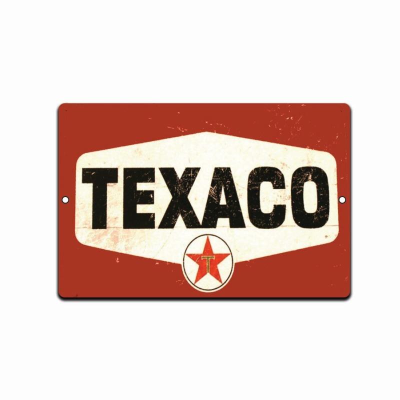 Texaco Gasolja Vintage Plåtskylt, Retro Rustik Metallinredning för Garage Bilverkstad
