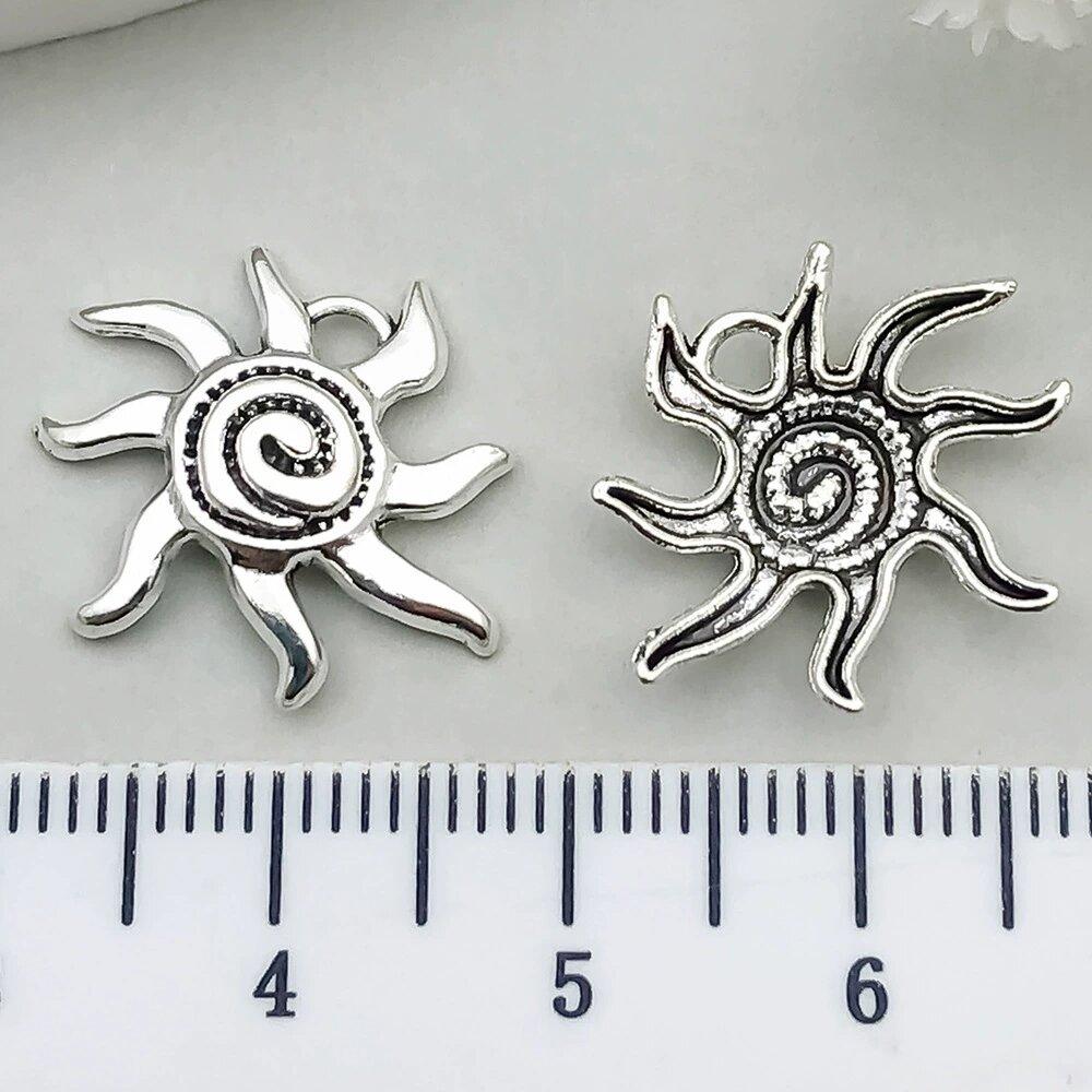 20pcs/Lot Mix Antique Silver Color Sun Moon Star Pendant Charms For Jewelry Making Supplies Witch Wicca Accessories DIY Bracelet