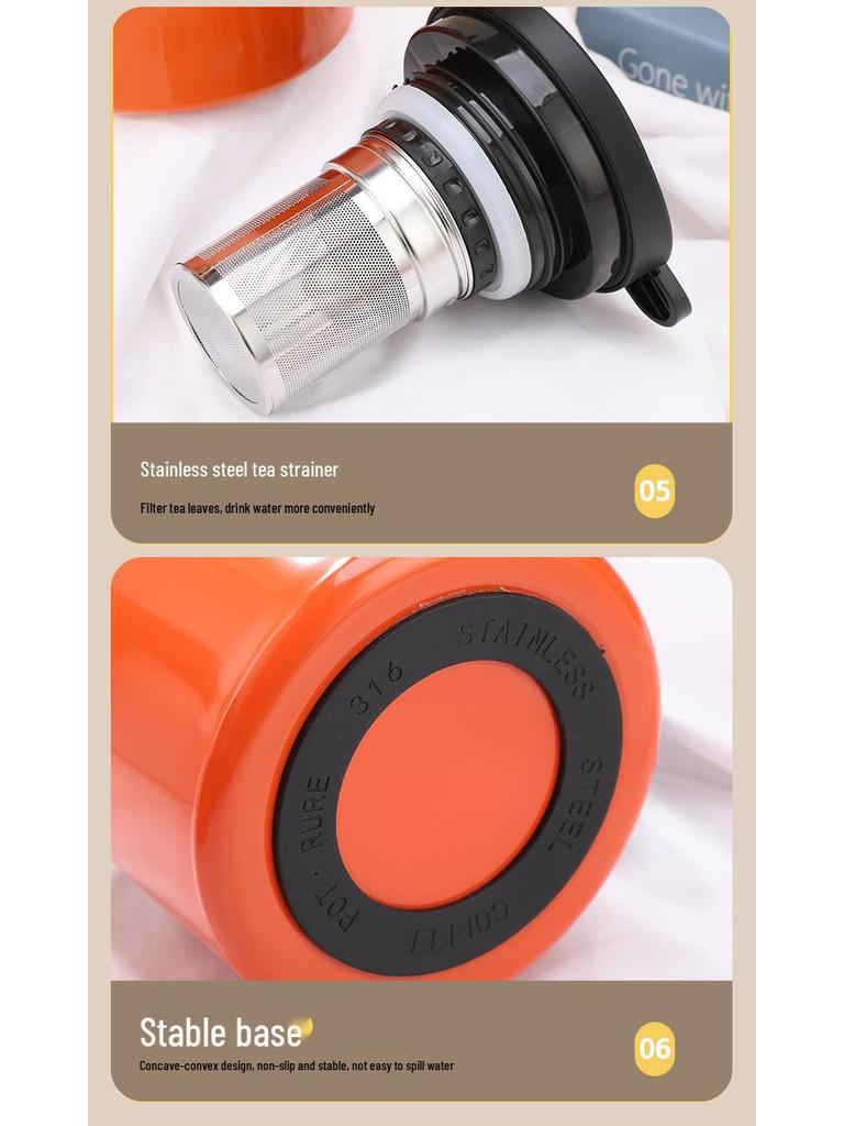 316 Stainless Steel Insulated Teapot, Large Capacity, Tea and Water Separation, Perfect for Household Old White Tea