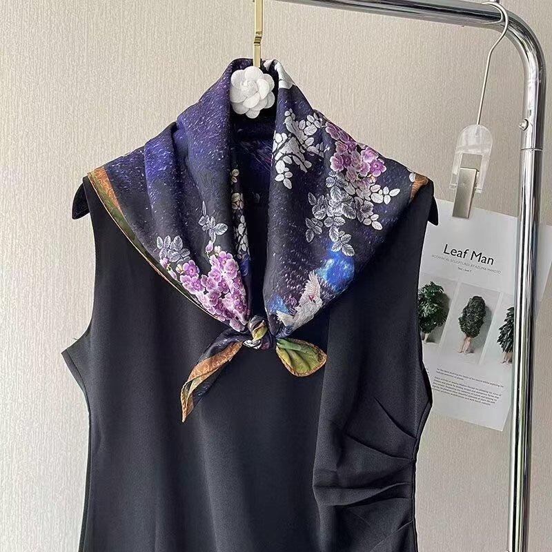 Flower Dill 70 * 70 New Chinese Suhang Small Square Scarf High-End Silk Scarf Women'S Double-Sided Spring And Summer Shawl Scarf