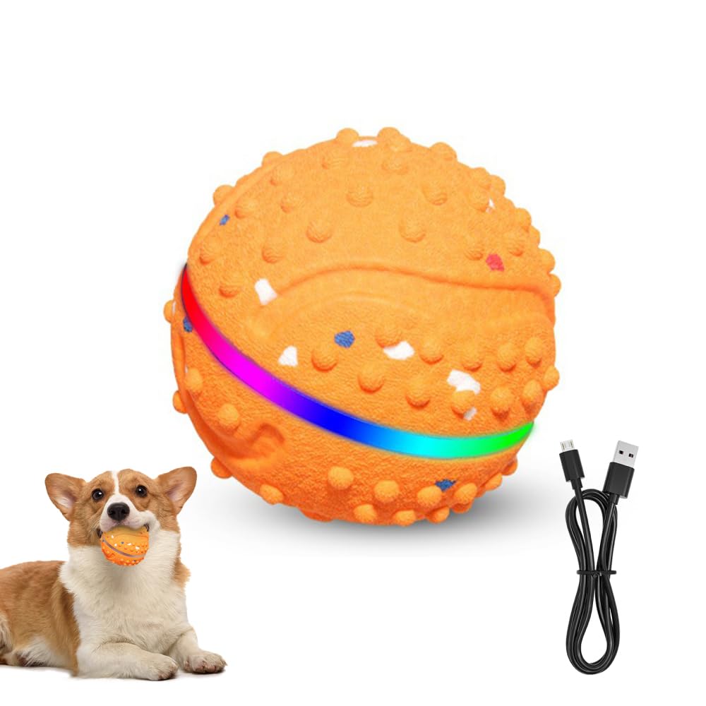 Interactive Dog Ball 500mAh USB Auto Rolling Puppy Chew Toy Smart Sensor Vibrant LED Illumination