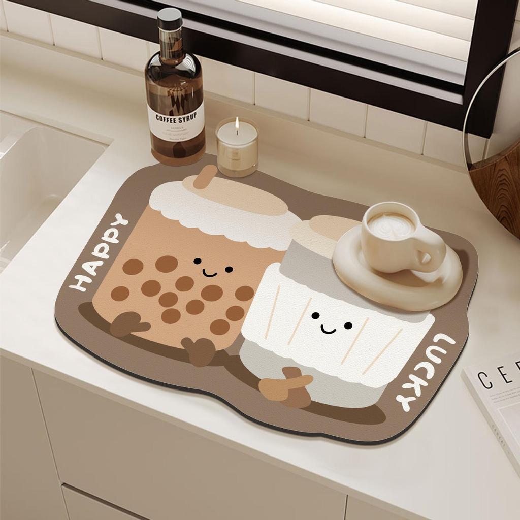 Cartoon Quick-Dry Diatom Draining Mat - Water Absorbent, Wear-Resistant, Anti-Slip Kitchen Counter Mat