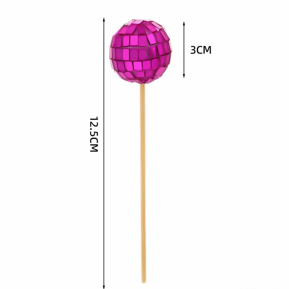New Retro Disco Ball Cake Toppers 70s 80s Style 3cm Disco Mirror Ball Baking With Wooden Stick Cake Decoration Carnival Party