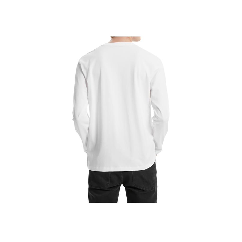 Calvin Klein Logo Printed Crew Neck Long Sleeve T-Shirt Men Tops White J319455-YAF