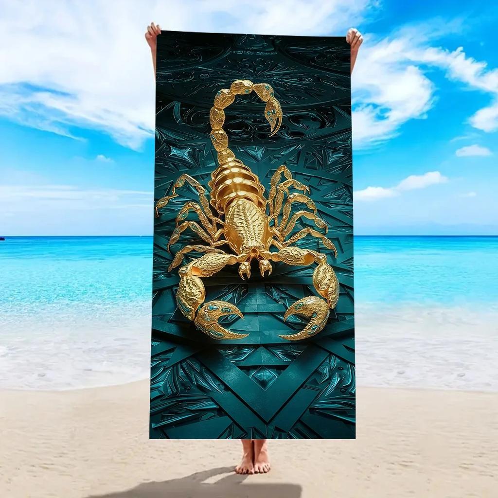 Mermaid Tail Beach Towel 2D Flat Printed Peach Skin Bath Towel Soft Quick Dry For Summer Vacation Pool Seaside