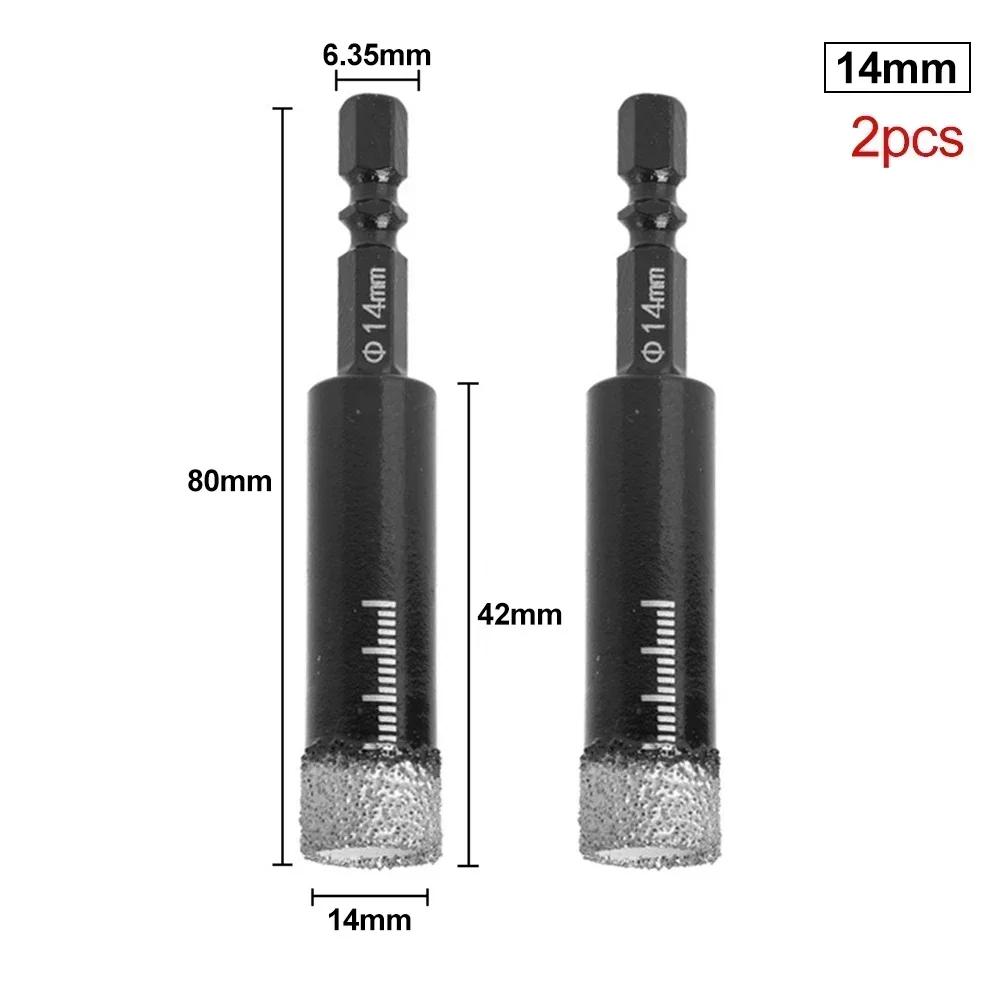 Hole Saw Drill Bit 5/6/8/10/12/14/16mm Black 2PCS 5 -16mm Diamond Length 10mm Drill Bits Marble Ceramic Tile Brand New