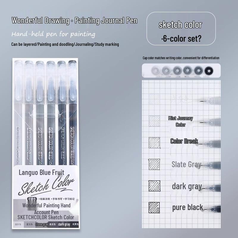 Blue Fruit Journal Pen Set: High-Capacity Neutral Pens for Drawing, Note-Taking, Highlighters, and Fine Tip Pens