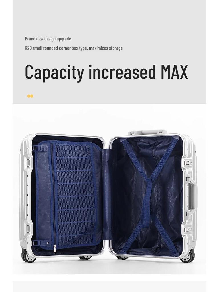 20-Inch Unisex Carry-On Suitcase with Aluminum-Magnesium Alloy, Combination Lock & Universal Wheels
