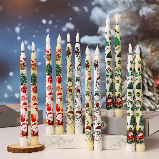 6Pcs LED Taper Candles Battery Operated Flameless Candles with Remote Control Christmas Light-up Candles for Home Winter Festive Decor