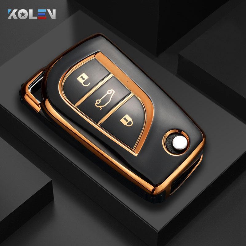 Fashion Tpu Car Flip Key Case Cover Shell Fob For Toyota Hilux Yaris Rav4 Corolla Avensis Aygo Verso Scion Tc Auris Accessories