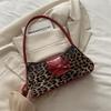 Versatile Large Capacity Underarm Bag Leopard Print Bowknot Design Handbag PU Leather Minimalist Armpit Bag Casual Wear