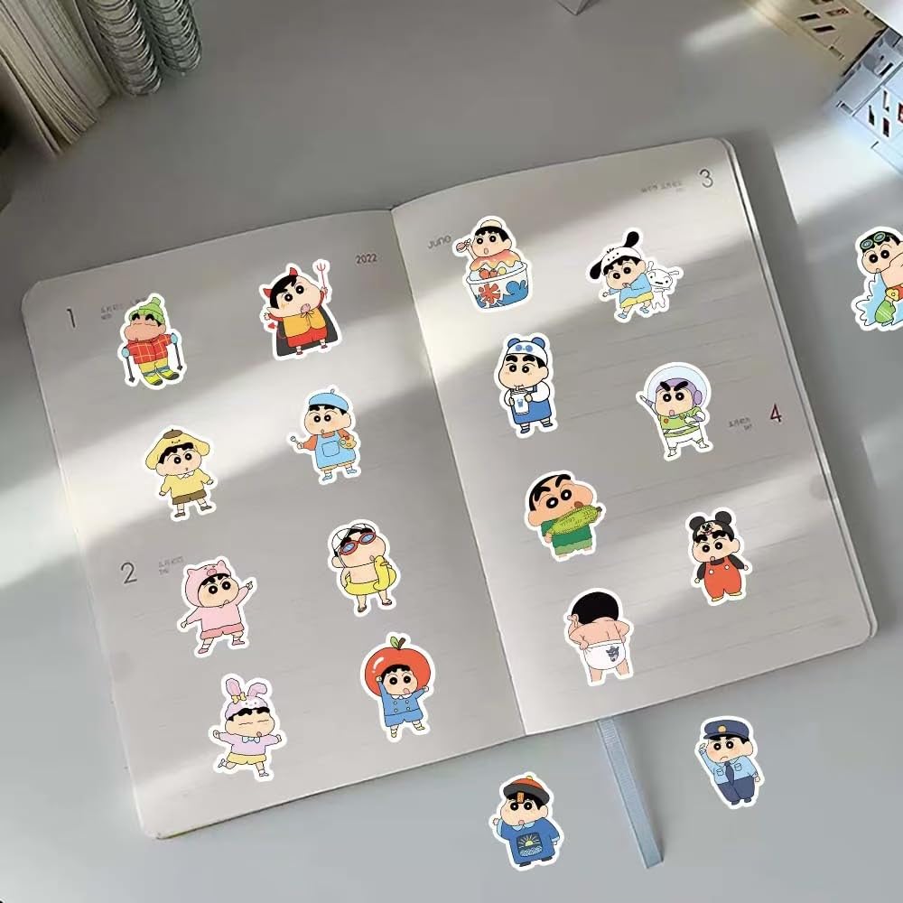 Set of 100 Crayon Waterproof DIY Perfect As a Birthday or New Shin-chan Stickers. Cute, Anime, Decals. Stylish, Cartoon, Stickers. Reward, Gift,