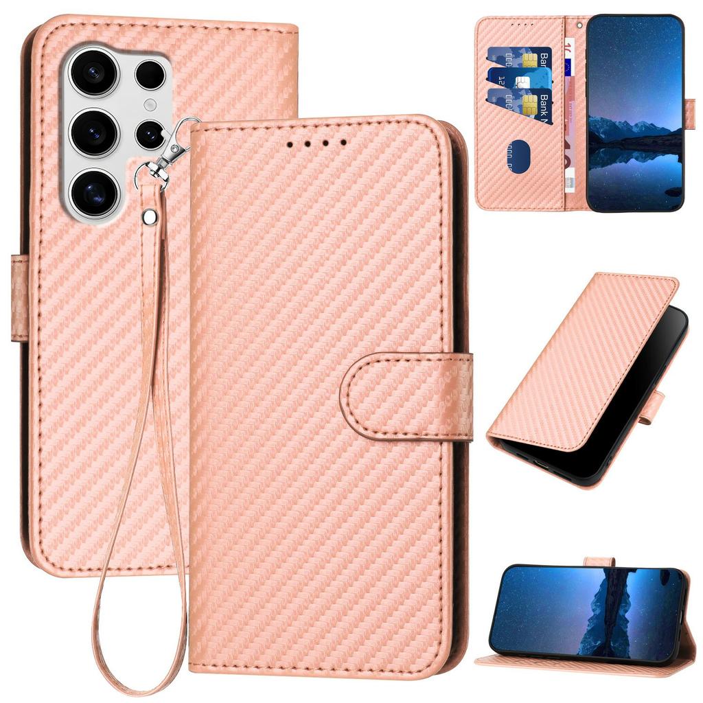 YX0070 For Samsung Galaxy S25 Ultra Wallet Case Carbon Fiber Texture Leather Cell Accessories Phone Cover
