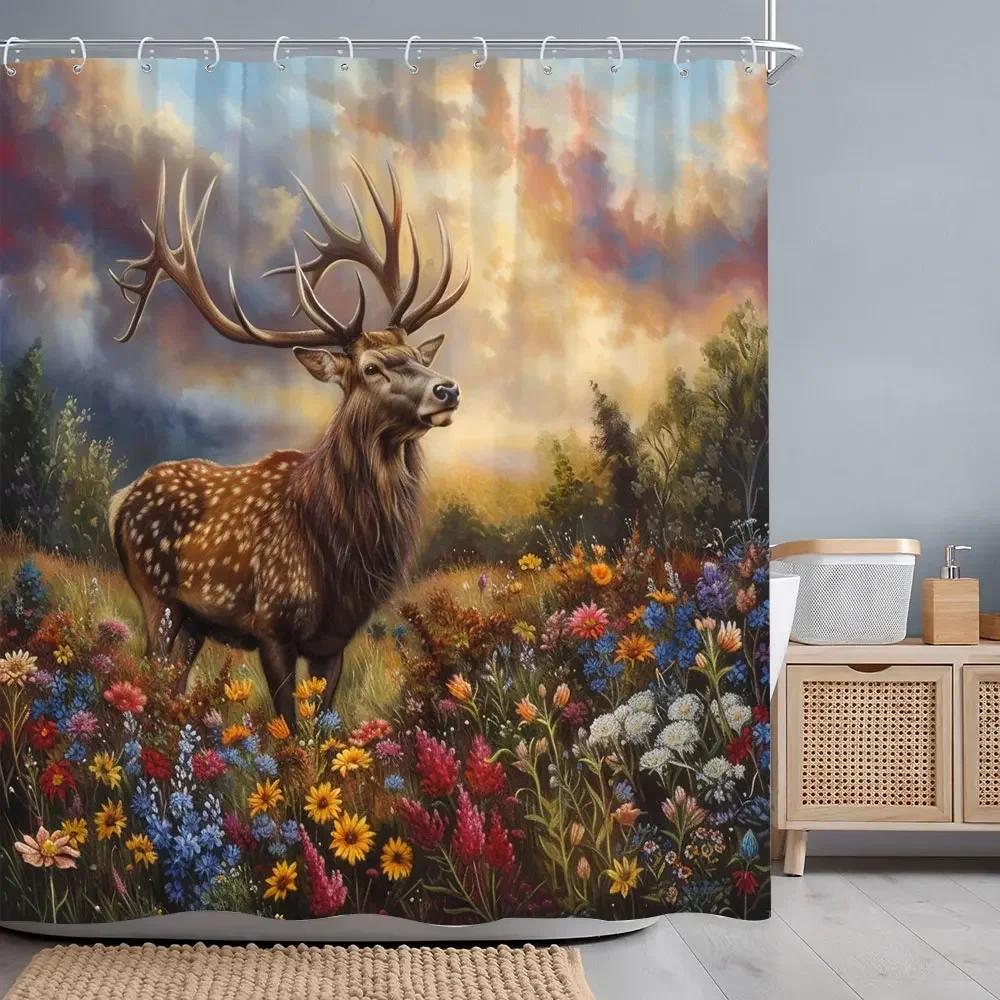 Versatile Pattern Bathtub Curtain With Hooks Waterproof Easy Clean Quick Hang For Home Hotel Bathroom Use