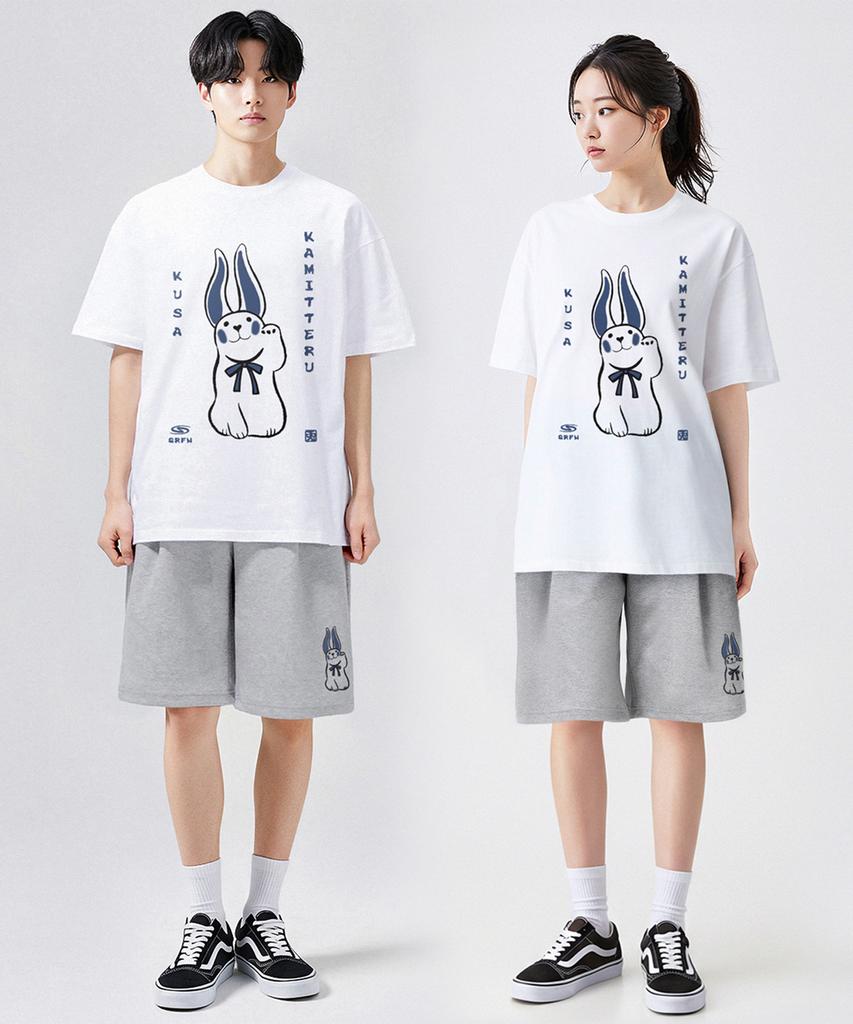 Geulaenpini Rabbit Oversized Short Sleeve T-Shirt - White