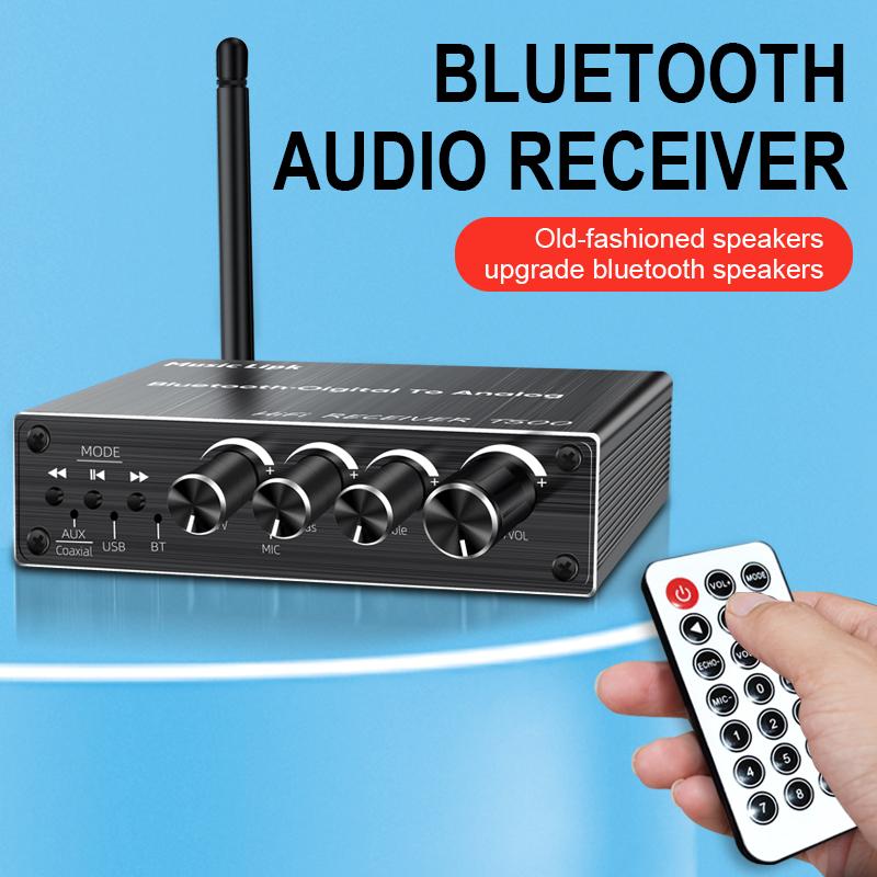 VAORLO Bluetooth 5.3 Audio Receiver+Coaxial DAC Converter+USB U-Disk Play+6.5 Micrphone Karaoke Wireless Adapter 3.5MM AUX RCA