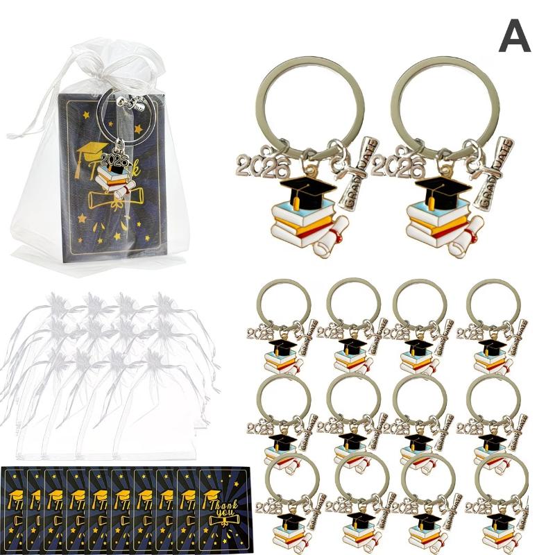 36pcs/12sets 2026 Graduation Keychain Set With Tags & Bags, For HS, College, Nurse Grads, Friends, Backpack Charm