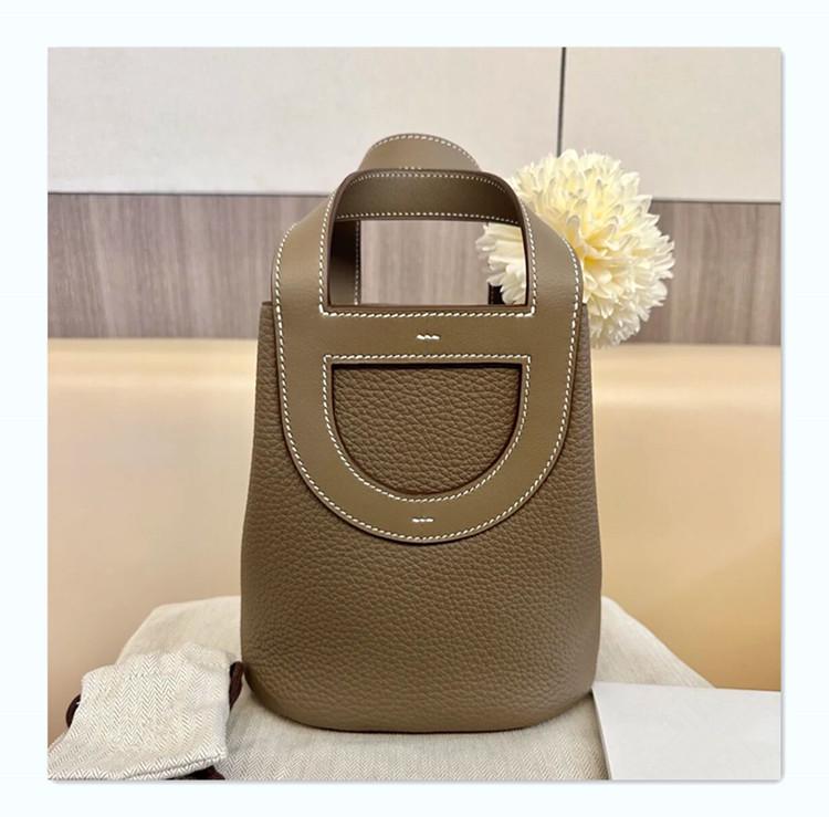 

Women s Genuine Cowhide Leather Bucket Bag - Autumn/Winter 2025 Collection 18x12x12 темно-серого