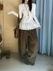 Women's Long Sleeve White Lace Trim Base Shirt - Korean Style Autumn/Winter 2025