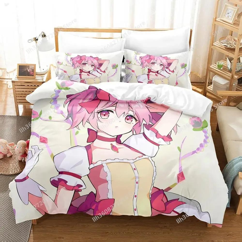 Madoka Magica Bedding Set Single Twin Full Queen King Size Bed Set Adult Kid Bedroom Duvet Cover Sets Anime Bed Sheet Set