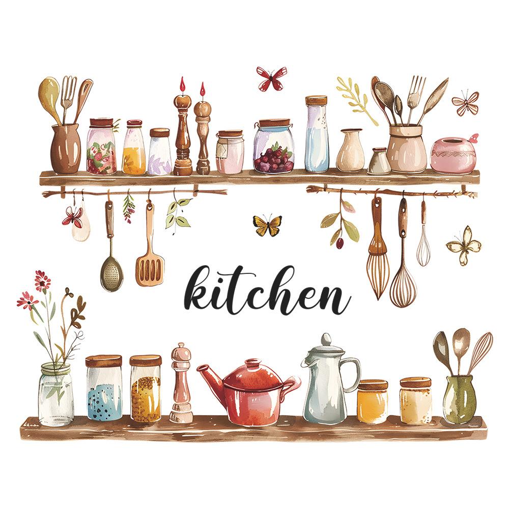 Fun-e95 Painted Kitchenware Glass Jar Kitchen Dining Room Home Beautification Decorative Wall Stickers